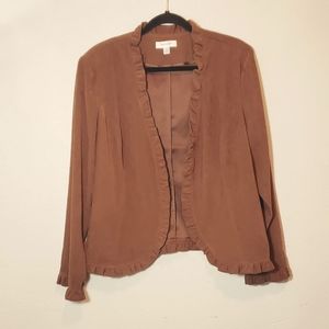 Dress Barn Brown Ruffle Trim Women's Jacket XL
